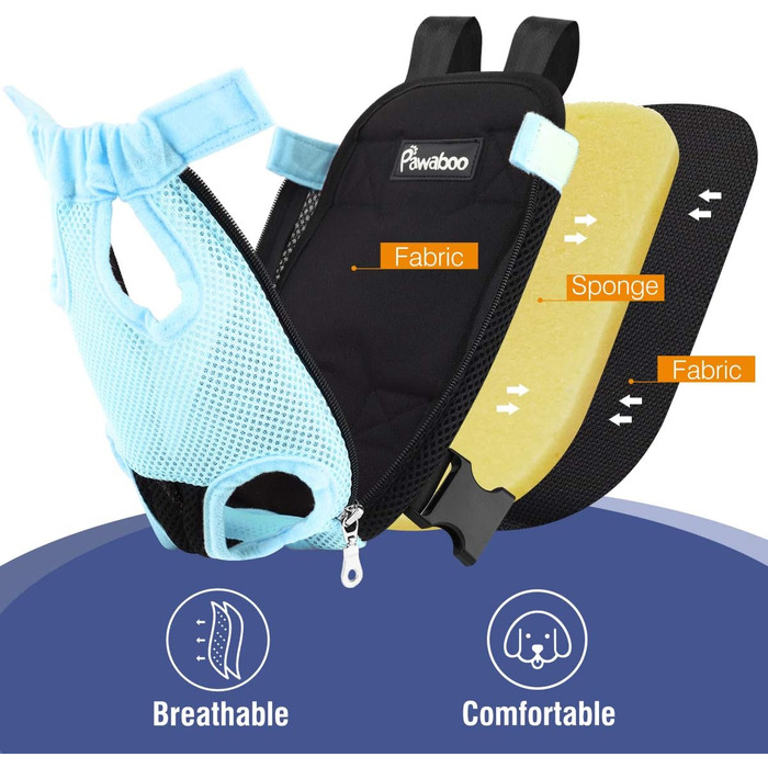 Рюкзак для тварин Pawaboo: переноска для собак та котів, блакитний, розмір M