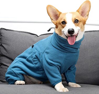 Теплий зимовий халат для собак з флісу з ніжками для великих, середніх та маленьких порід, теплий піжамний халат для собак, Чіхуахуа (Синій, XS)