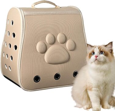 Сумка-переноска для тварин: дихаюча переноска для котів та собак | Легка, легко очищувана, міцна (Хакі)