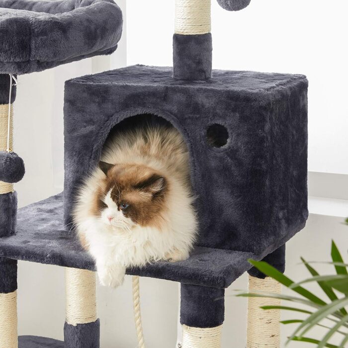 Дряпка для котів Feandrea, 150 см, з іграшками, димчасто-сіра