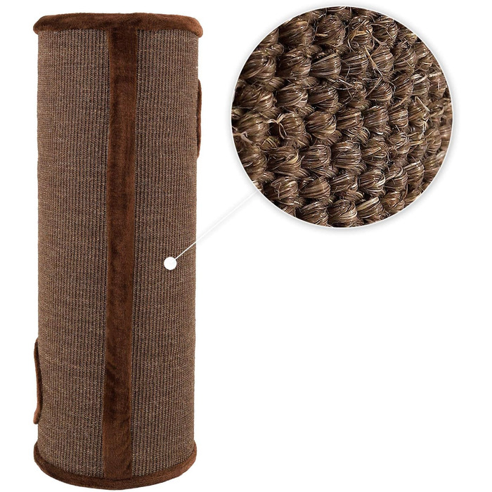 Котячий кігтетоп Lionto з сизалю, іграшкою та плюшевим обідком, висота 50 см. Стабільний кігтетоп для кошенят та дорослих котів, ідеальний догляд за кігтями та розваги. Багато місць для ховання, діаметр 36 см, висота 50 см (Коричневий, 50 см).