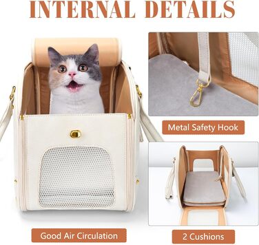 Сумка-переноска для собак та котів PetsHome, Premium-нейлон, водонепроникна, 44x26x55 см, Бежева