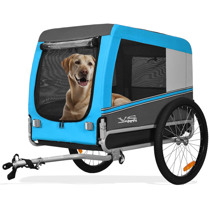 Тігго VS Pets L: Причіп для собак великого розміру, 270 л, для собак до 35 кг, складна конструкція, блакитний