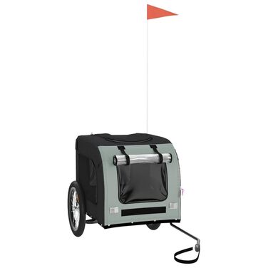 Транспортна переноска для тварин на колесах, візок для собак, причіп для велосипеда. Чорний та сірий, оксфордська тканина та метал. Для прогулянок та використання на відкритому повітрі