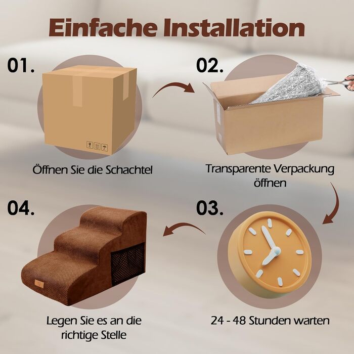 Сходинки для собак Eukue: 5 сходинок, складані, для маленьких та великих собак, з антиковзким покриттям, для ліжка/дивану (колір: коричневий)