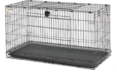 Клітка для кроликів MidWest Wabbitat, металева, 94×48×53 см, з пластиковим піддоном і сітчастою підлогою 1,3 см, чорна, складна