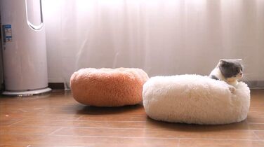 М'яке ліжко-софа для собак Deluxe, кругла, плюшеве, водонепроникне, для великих та екстра-великих собак, 80 см, білий колір