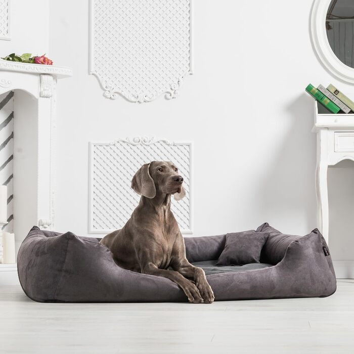 Ортопедичне ліжко для собак Tierlando® Pluto Ortho VISCO, 130x100 см, сірий графіт, XL+ | Віскоеластична піна