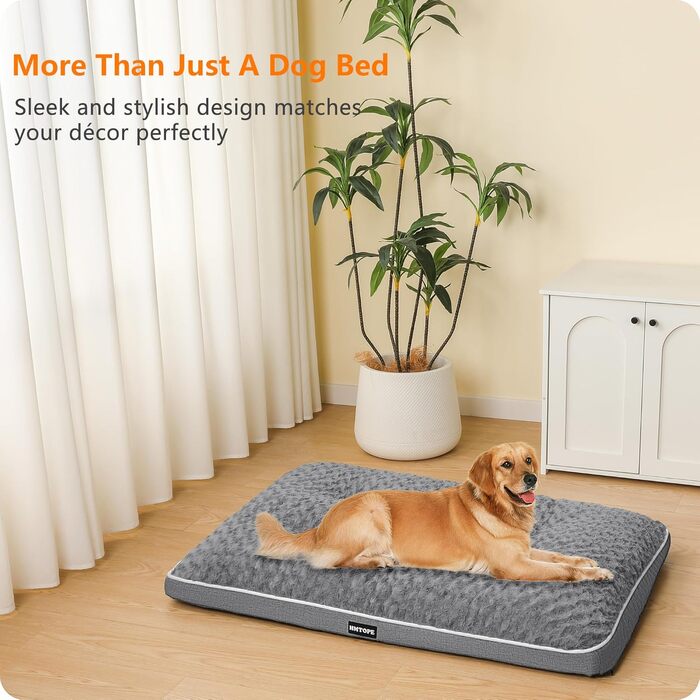 Ортопедичний лежак для собак, матрац для собак з двошаровою конструкцією, миючий лежак для собак, знімний кошик для собак, 105 см для середніх собак, середньо-сірий L 105 x 69 x 12 см, середньо-сірий