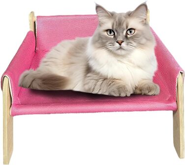 Підвищене ліжко для тварин з дерев'яним каркасом, софа для котів знімний чохол, стабільне підвищене ліжко для собак, софа для собак з дерев'яним каркасом, підвищене ліжко для собак маленьких порід, меблі для тварин з натурального дерева, рожевий колір