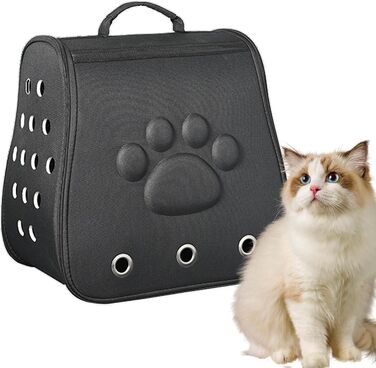 Трансформер для тварин: переноска-рюкзак для котів та маленьких собак, чорний