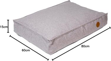 Ортопедичне ліжко для собак Jack and Vanilla JV Hampton - м'який кошик для собак з проблемами суглобів, сірий, M, 80 x 60 x 15 см