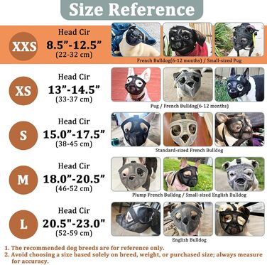 Нашийник-маска для собак з короткою мордою: Французький бульдог, Ши-тцу, Мопс, Англійський бульдог. Запобігає кусанню. М'яка сітка, XXS (обхват голови 21.5-32 см)