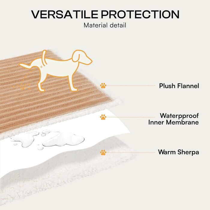 Водонепроникний коврик для собак Luciphia, великий, ультрам'який, заспокійливий, з високим ворсом, фланелевий накид, довговічний та теплий, захист меблів (диван, ліжко), ковдра для тварин, машинне прання, XL (85''x57'') (Warm Caramel, XL(85''x57''))