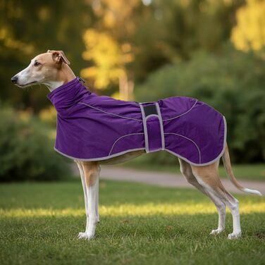 Водонепроникний зимовий пуловер для грейхаундів Geyecete: теплий, регульований, з відбиваючими елементами, для середніх та великих собак (XS-XXL, фіолетовий)