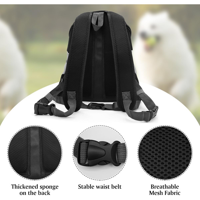 Рюкзак для тварин Pet Hunderucksack Katzerucksack, чорний, S, 30 x 16 x 34 см. Ідеально для собак та котів, зручний для подорожей, прогулянок та активного відпочинку.