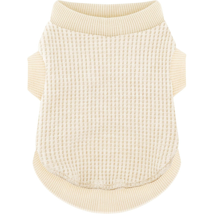 Теплий та функціональний легкий собачий пуловер для цуценят; еластичний бежевий одяг з легкою застібкою, ідеальний для чихуахуа та йоркширських терьєрів – покращує комфорт, середній розмір, бежевий колір