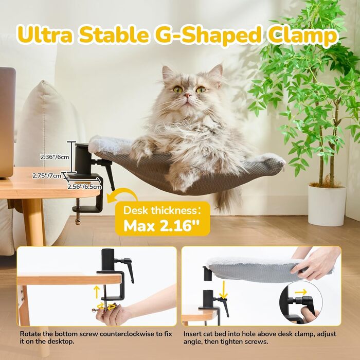 Підвісне ліжко для котів CATISM 360° - зручне котяче ліжко-гамак, сіре, 36x38 см, до 20 кг