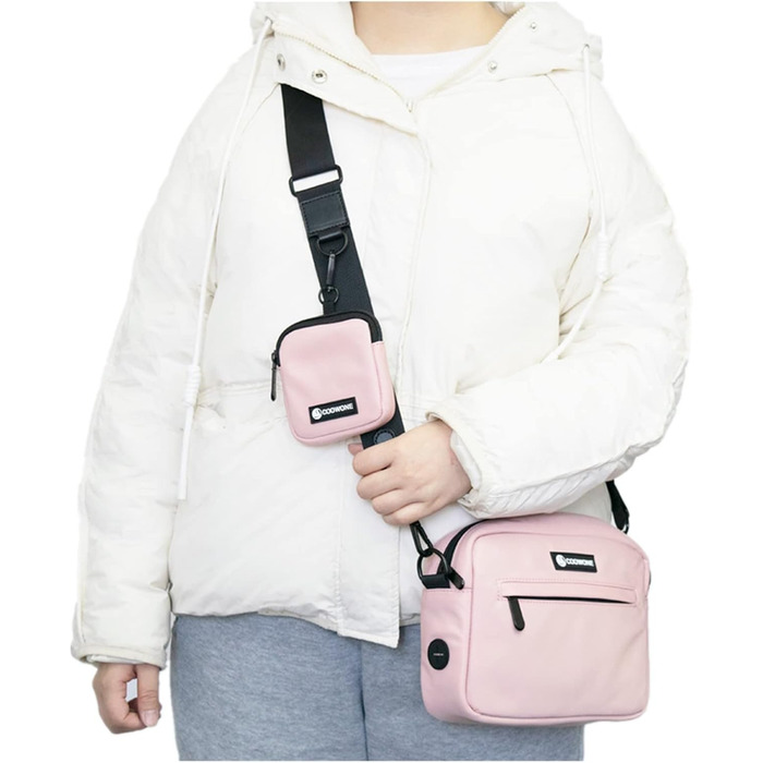 Сумка для ласощів для собак COOWONE: водонепроникна сумка для прогулянок з диспенсером для собачих екскрементів (Рожева)