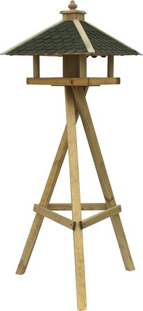 Годівниця для диких птахів Dehner Natura Innsbruck з підставкою Ellmau, 144x68x62 см, дерево/бітум, коричнева/зелена