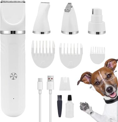 Набір для догляду за собакою вдома: машинка для стрижки, ножиці, інструменти для грумінгу. Підходить для собак, котів та цуценят. Білий колір