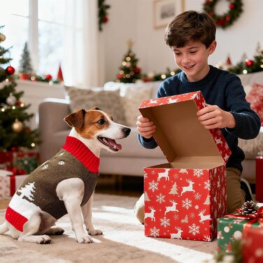 Стильний святковий светр для собак: теплий, м'який, з рентієром, для маленьких собак, коричневий, для осені та зими