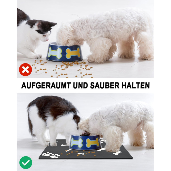 Підкладка під миску для собак та котів, чорна, 40x60 см: нековзна, швидковисихаюча, легко миється