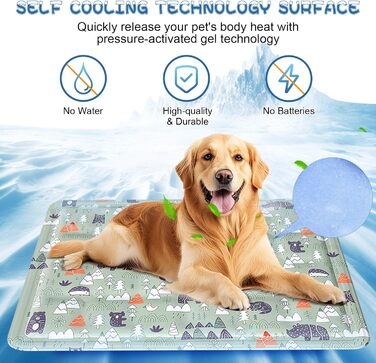 Кühlmatte Hunde: Охолоджуючий килимок для собак та котів 50x65 см. Самоохолоджуючий, водовідштовхуючий, з нетоксичним гелем. Для дому та вулиці.