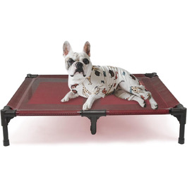 Підвищені лежанки для собак Suddus, червоні, розмір M (великі, червоні). Ідеальні для подорожей та відпочинку. Однотонні лежанки Getaway Solids