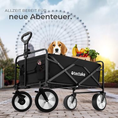 Тектейк - візок-валіза складний, чорний, 80 кг, з сумкою для перевезення на пляж, у сад