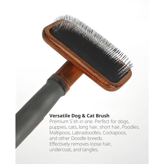 Щітка для собак та котів Holz: Slicker, знімач підшерстка, проти ковтунів, з нержавіючою сталлю, ергономічна ручка