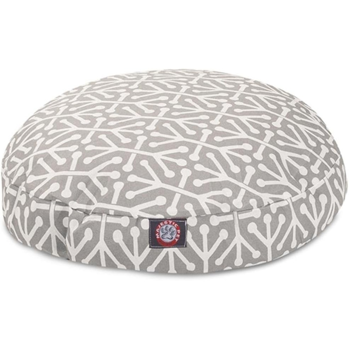 Кругле собаче ліжко Majestic Pet Products, велике, сіре, для дому та вулиці, знімний, пральний чохол