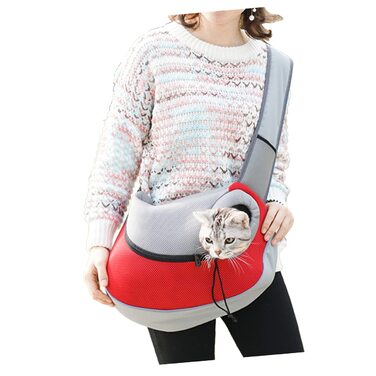 Переносна сумка-переноска для тварин BESPORTBLE, міцна сумка для собак, для подорожей, з вентиляційними вікнами та блискавкою, регульовані плечові ремені, переносна сумка для малих тварин та цуценят, червона