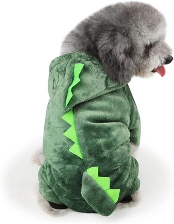 Костюм для собак FRCOLOR (зелений, L) - 3 шт. Динозавр, теплий матеріал, для свят та фотосесій