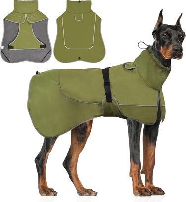 Водонепроникний собачий теплий одяг WUFANC - світловідбиваюча куртка для собак з регульованою застібкою для всіх сезонів, комфортний захист для вашого собаки під час активностей в приміщенні та на вулиці (L)