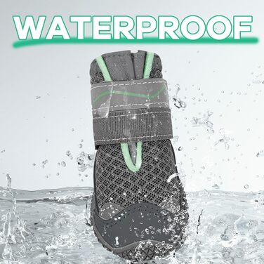 Водонепроникні чоботи для собак - захист від спеки та ковзання, сірий колір, розмір 8 (ширина 7,6 см)