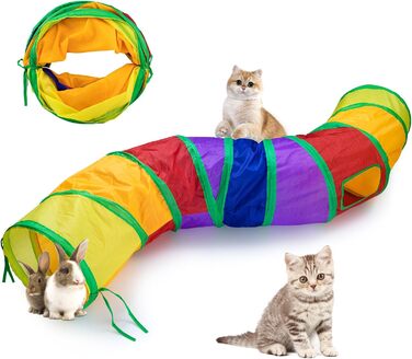 Туннель для котів, іграшка-труба, складаний, для кошенят, цуценят, кроликів, в приміщенні та на вулиці (S-Colorful, Colorful-S)