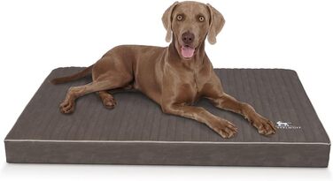 Ортопедичний килимок для собак Knuffelwuff Palomino XL 100x70 см з лазерного стеганого штучного шкіряного покриття, коричнево-сірий, з антиковзним шаром, легко миється, для собак великих, середніх та малих порід