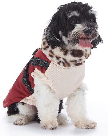 Зимова куртка для собак з інтегрованим нашийником, водо- та вітронепроникна, теплий одяг для цуценят та собак малих та середніх порід для активного відпочинку на відкритому повітрі (червона, S)