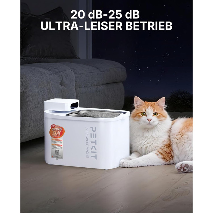 Інтелектуальна питильна фонтан-поїлка для котів та собак PETKIT CT-W3, 3л, нержавіюча сталь, з датчиком руху та низьким рівнем шуму (26дБ), BPA-free