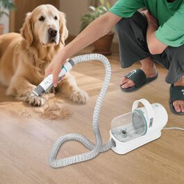 Портативний тихий фен для собак 400W, 7-в-1: фен, машинка для стрижки та пилосос. Професійний набір для догляду за собаками та котами