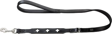 Повідок для собак HUNTER швейцарський, з ручкою, шкіряний, чорний, 1,8×100 см, преміум-якість