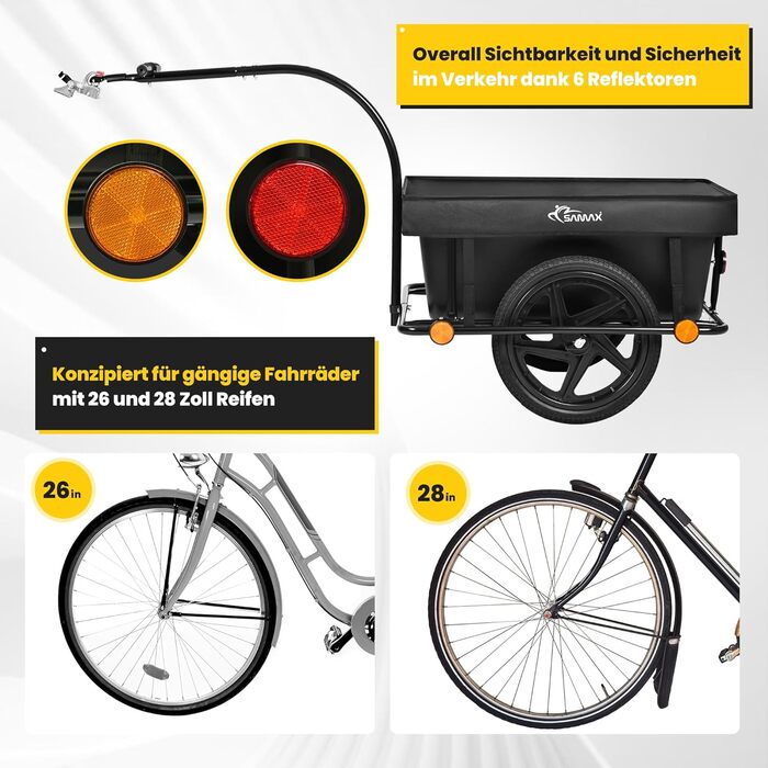 Причіп для велосипеда SAMAX Mountain 90л, 80кг з захисним тентом та з'єднувальною схемою