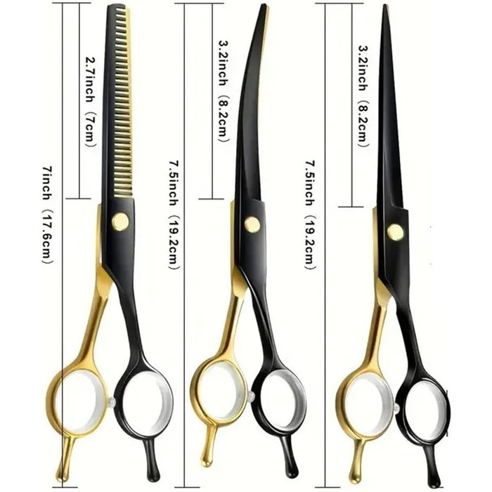 Ножиці для грумінгу собак і котів, нержавіюча сталь, для догляду за шерстю, з вигнутими та прямими лезами, з лезом для розрідження, колір: блакитний павич