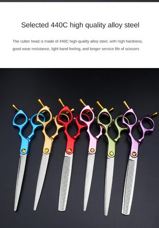 Професійна фенувальна ножиця для собак та котів, 6.5 дюймів, пряма, для грумінгу вдома (Блакитна)