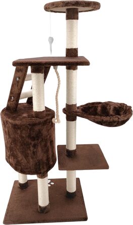 Дерев'яний кігтеточка для котів Beltom® з ігровим комплексом, 120 см, коричнева