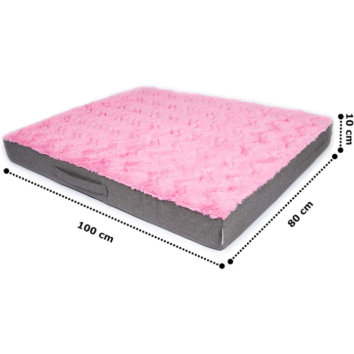 Килимок для собак CopcoPet Lucky - ортопедичний, неслизький, миючий. М'яке ліжко для собак з імітацією пухнастого хутра (100 x 80 x 10 см, Рожевий)