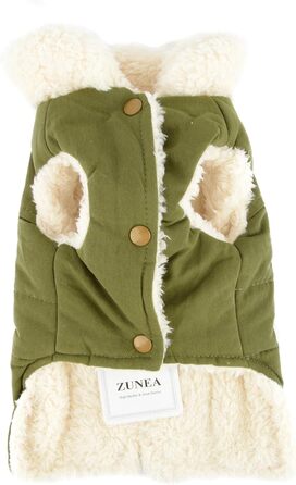 Зунеа - тепла куртка для собак маленьких порід, з флісовою підкладкою, для цуценят, зимовий одяг з кільцем для повідка, захист від холоду, жилетка, куртка, плащ, для Чихуахуа, Пуделя, розмір M, зелена