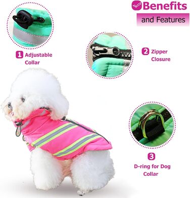 Зимовий теплий одяг для собак: куртка, жилет, плащ. Водонепроникний, вітронепроникний, з відбиваючими елементами. Рожевий колір. Підходить для малих, середніх та великих собак.