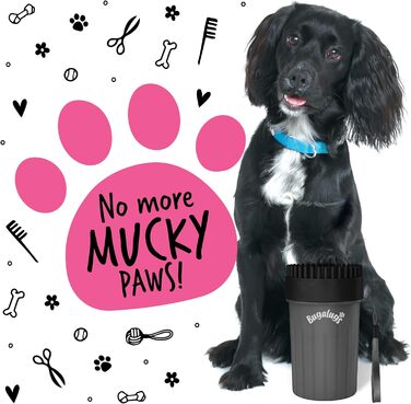 Очищувач лап для собак Bugalugs - портативний душ для лап собак та котів (Чорний, Medium)